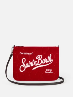 Pouch a tracolla Parisienne in sherpa trapuntata a cuore in velluto