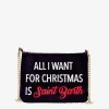 Pouch a tracolla Parisienne in velluto con ricamo All I want for Christmas is Saint Barth