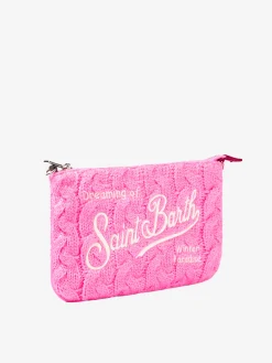 Pouch a tracolla Parisienne con motivo intrecciato rosa