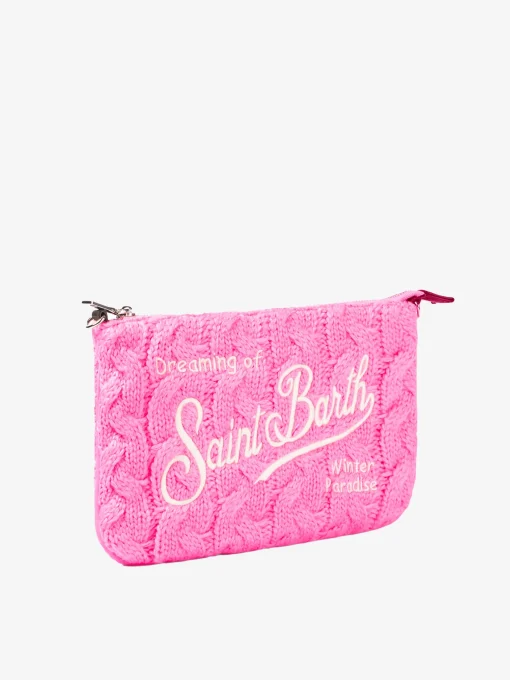 Pouch a tracolla Parisienne con motivo intrecciato rosa