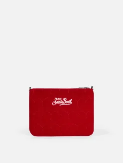 Pouch a tracolla Parisienne in sherpa trapuntata a cuore in velluto