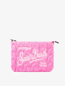 Pouch a tracolla Parisienne con motivo intrecciato rosa