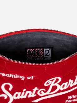 Pouch a tracolla Parisienne in sherpa trapuntata a cuore in velluto