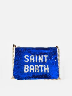 Pouch Parisienne in paillettes bluette con tracolla