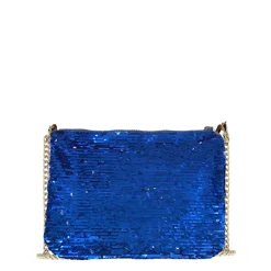 Pouch Parisienne in paillettes bluette con tracolla
