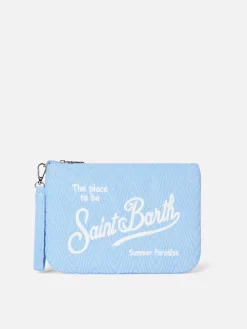 Pouch Parisienne in spugna azzurra a bassorilievo