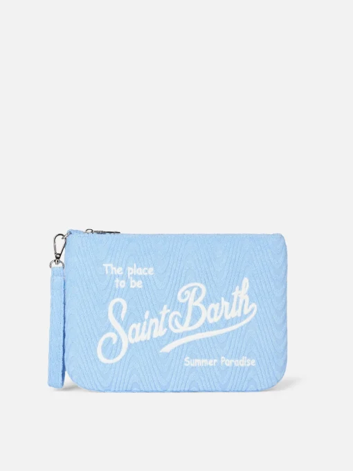 Pouch Parisienne in spugna azzurra a bassorilievo