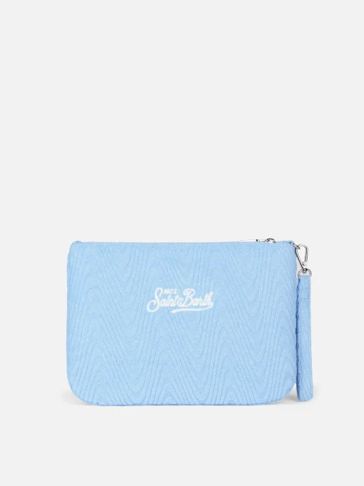 Pouch Parisienne in spugna azzurra a bassorilievo
