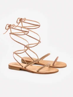 Sandali flat avvolgenti con strass oro