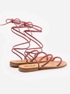 Sandali flat avvolgenti con strass fucsia