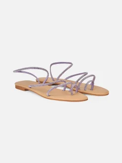 Sandali Flat Ring con strass lilla