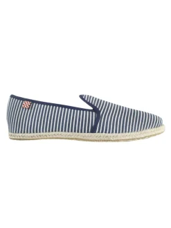 Scarpe di tela a righe bianche e blu