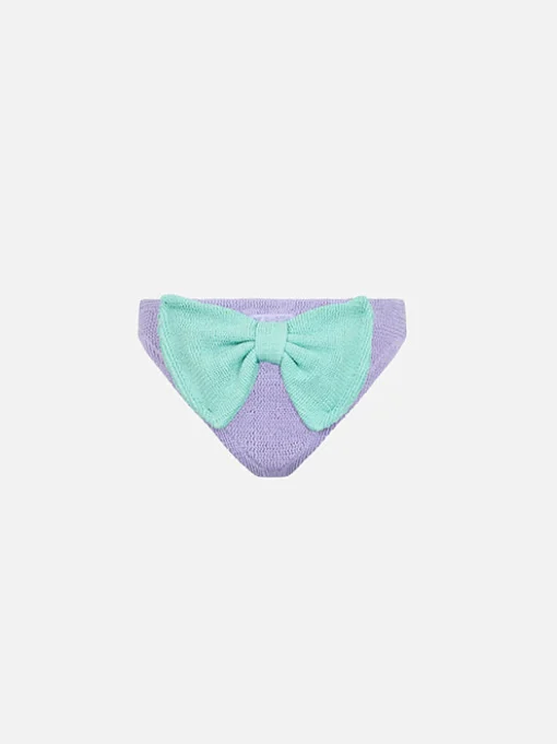 Slip da bagno da bambina lilla crinkle con fiocco