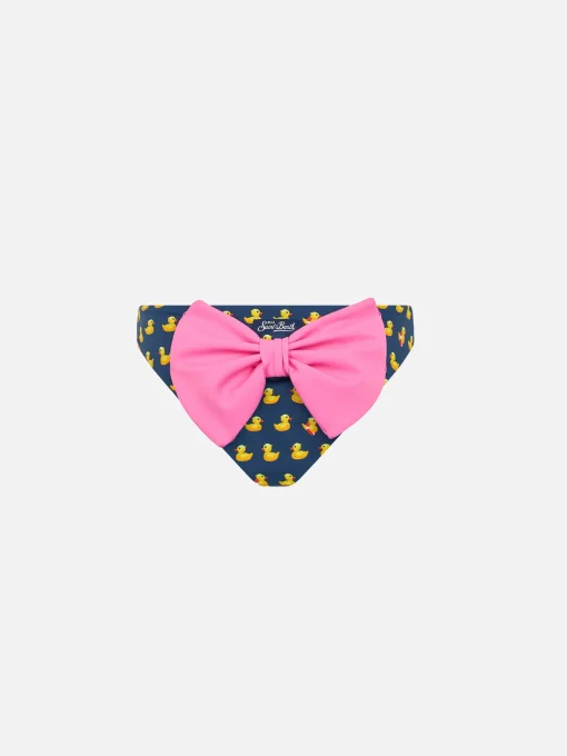Slip da bagno da bambina con stampa fiocco e paperelle