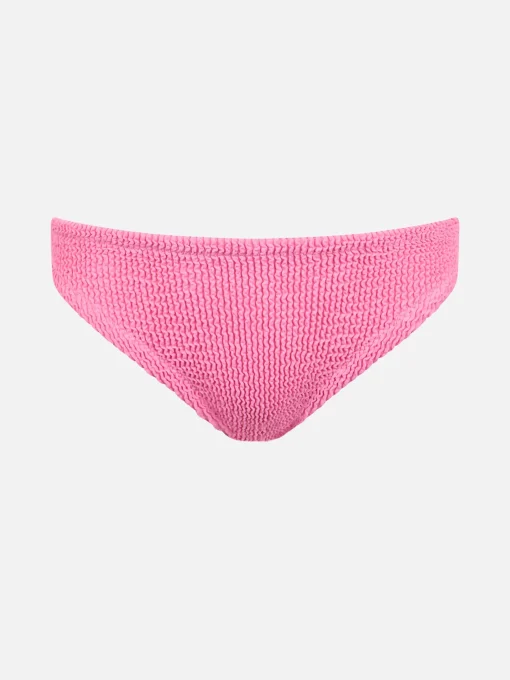 Slip da bagno da bambina rosa crinkle con fiocco