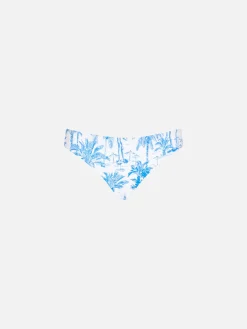 Slip da bagno da bambina con stampa toile de jouy e fiocco