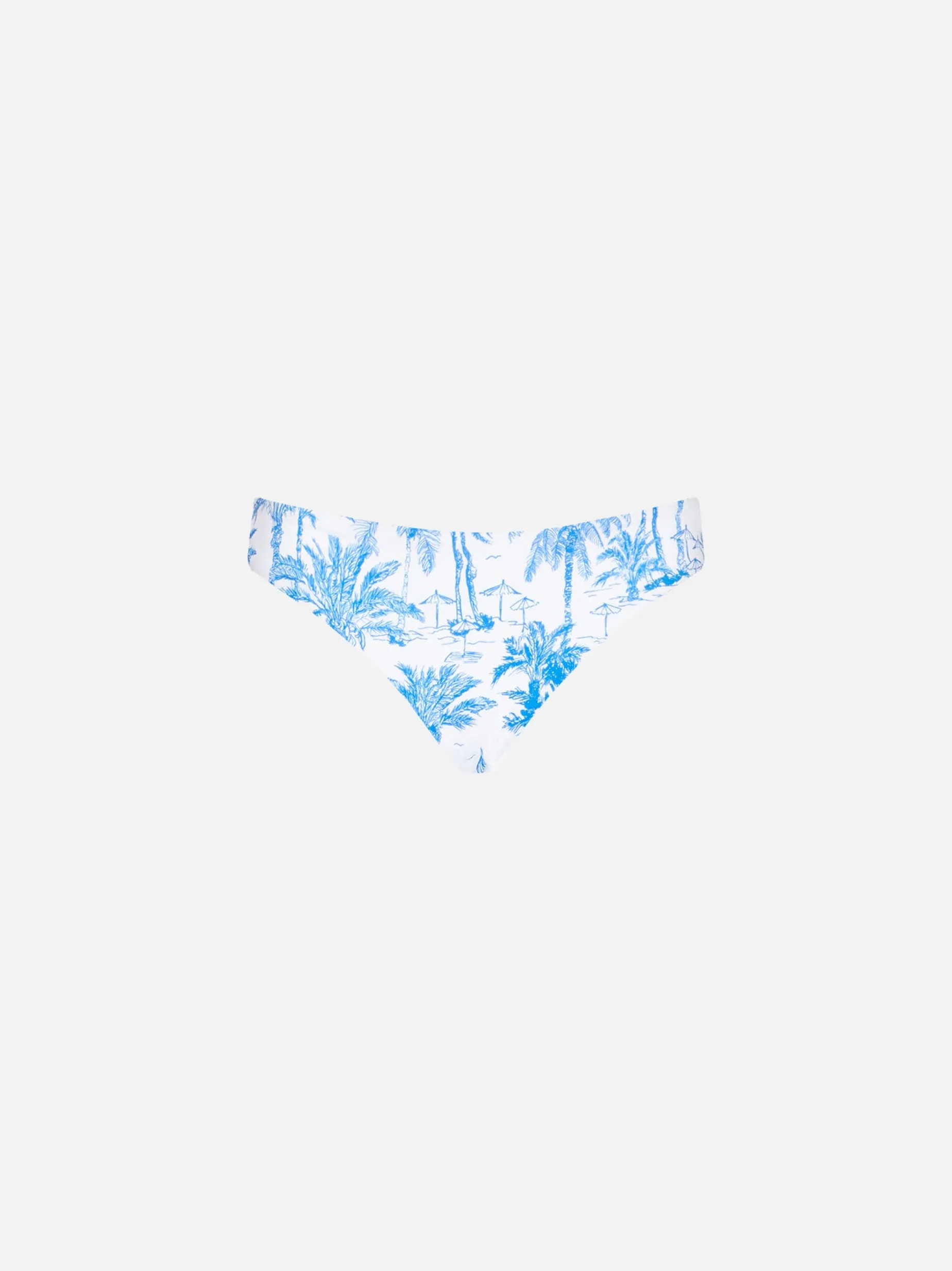 Slip da bagno da bambina con stampa toile de jouy e fiocco