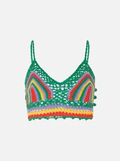 Top all'uncinetto multicolore