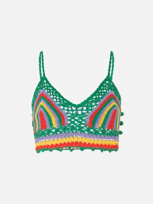 Top all'uncinetto multicolore
