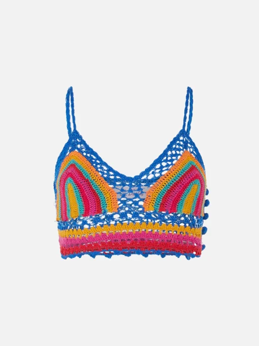 Top all'uncinetto multicolore