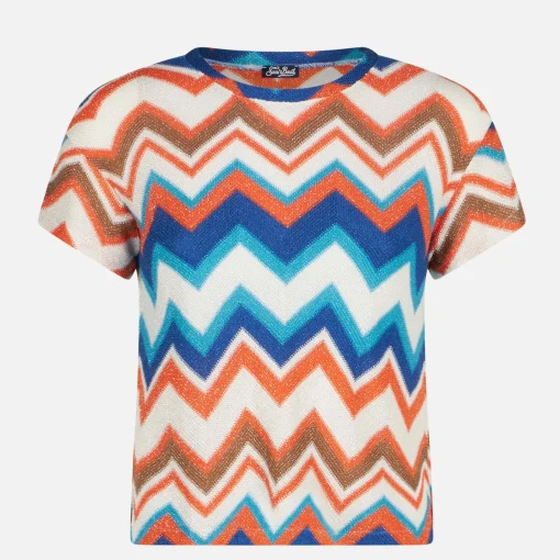 Top in maglia chevron arancione