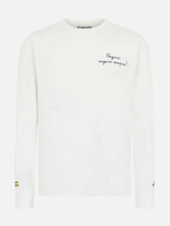 T-shirt bianca da uomo Luton con ricamo Negare, negare sempre! | VACANZE DI NATALE EDIZIONE SPECIALE