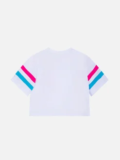 T-shirt crop da bambina in cotone