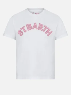 T-shirt da bambina con patch St. Barth