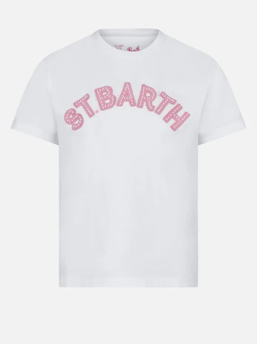 T-shirt da bambina con patch St. Barth