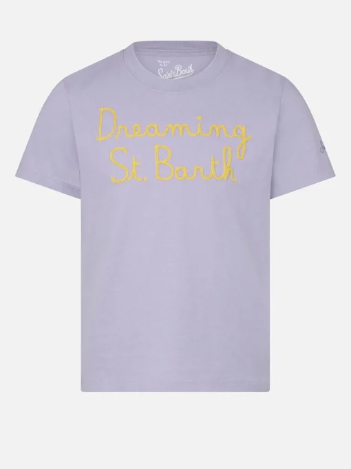 T-shirt da bambina con ricamo Dreaming St. Barth