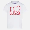 T-shirt da bambina con ricamo I love St. Barth