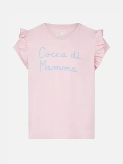 T-shirt da bambina con ricamo Cocca di mamma