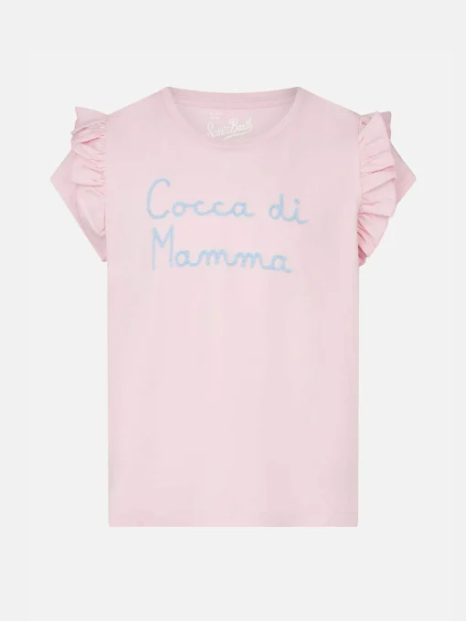 T-shirt da bambina con ricamo Cocca di mamma