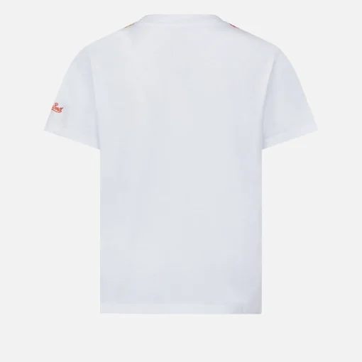 T-shirt da bambina con ricamo margherita e patch