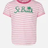 T-shirt da bambina con righe e ricamo
