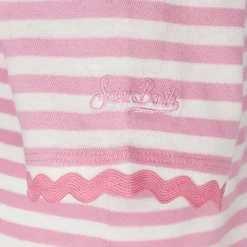 T-shirt da bambina con righe e ricamo