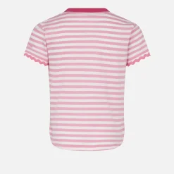T-shirt da bambina con righe e ricamo