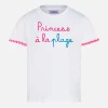 T-shirt da bambina con scritta e ricamo Princess à la plage