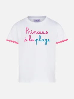 T-shirt da bambina con scritta e ricamo Princess à la plage