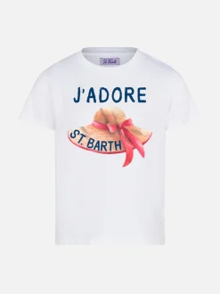 T-shirt da bambina con stampa J'adore St. Barth