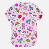 T-shirt da bambina con stampa patch anni '90