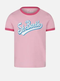 T-shirt da bambina in cotone con stampa St. Barth
