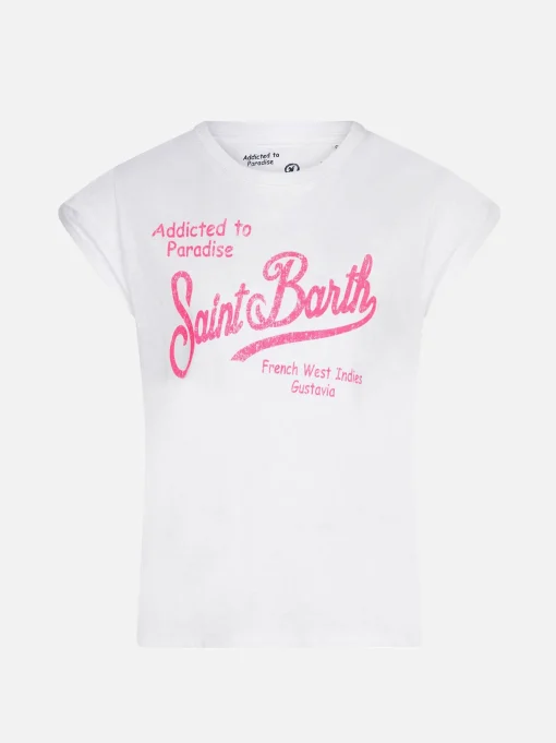 T-shirt da bambina in cotone con stampa Saint Barth