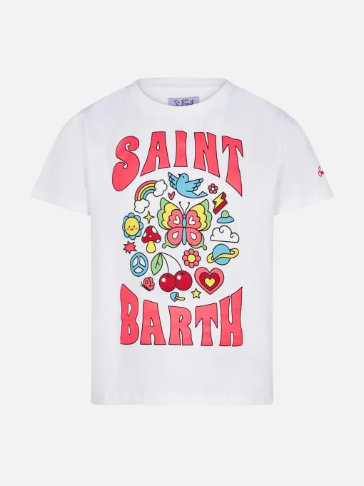 T-shirt da bambina in cotone con stampa Saint Barth