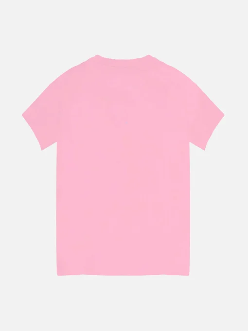 T-shirt da bambina rosa con scritta ricamata