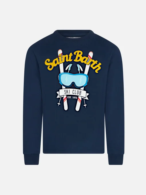 T-shirt da bambino blu navy con stampa