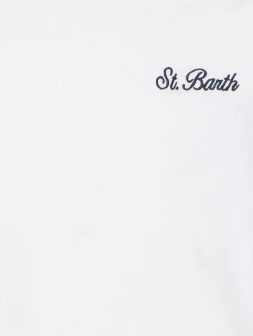 T-shirt da bambino Dover in jersey di cotone bianco con ricamo St. Barth