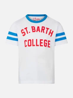 T-shirt da bambino in cotone con scritta St. Barth College