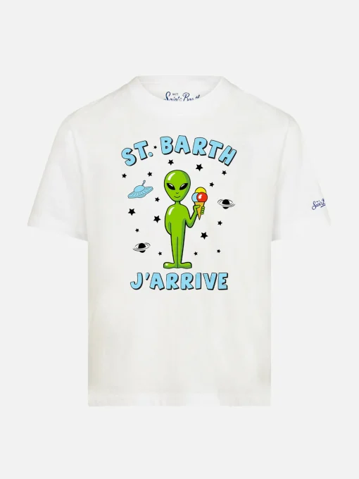 T-shirt da bambino in cotone con stampa aliena