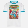T-shirt da bambino in cotone bianco con stampa Capitan America | EDIZIONE SPECIALE MARVEL